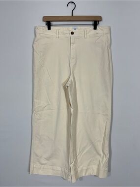 WP165 {GAP} "High Rise Wide Leg Crop" Cream Ivory Off White Khakis Chinos Pants